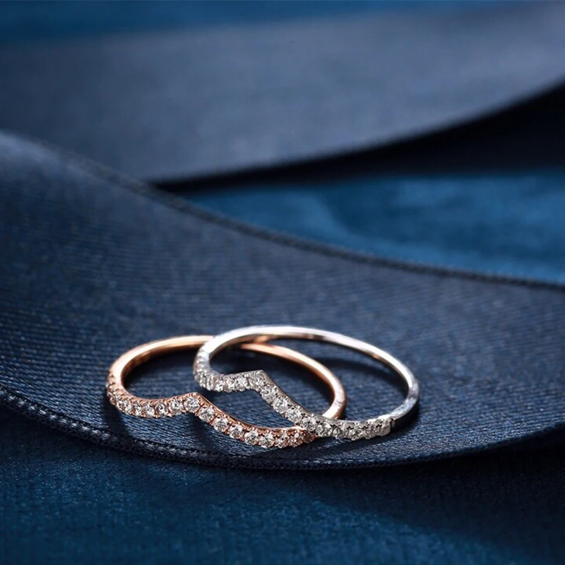 Aazuo, 18 К, белое золото, розовое золото, настоящее бриллиантовое кольцо Mirco, вымощенное классическое V кольцо для женщин, очаровательные ювелирные изделия, модный подарок, крошечные тонкие