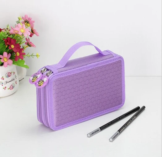 Purple Чехол для карандашей с 35 отверстиями, 2 слоя, цветной, кавайный, чехол для карандашей, Trousse Scolaire Stylo, сумка для ручек для студентов, подарки, товары для рукоделия - Цвет: Purple