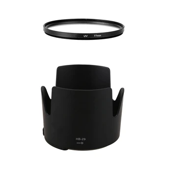 

AMS-1 Pcs 77Mm Uv Ultra-Violet Filter Lens for Canon Nikon Dslr Camera & 1 Pcs Hb-29 Lens Hood for Nikon 70-200Mm