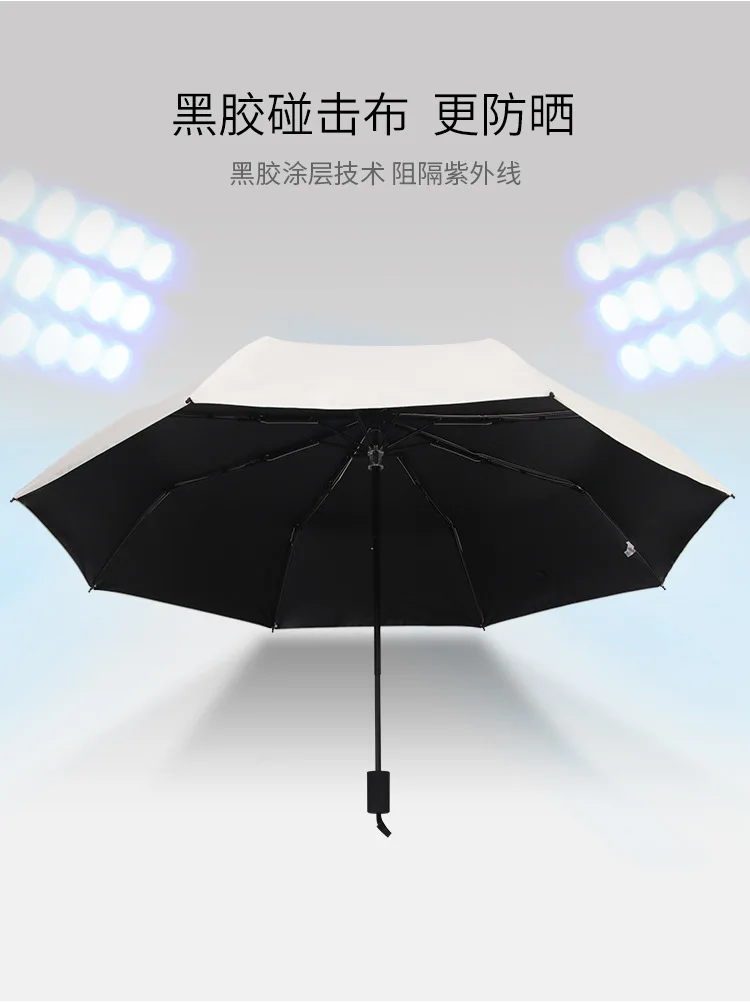 Umbrella Women's Rain Or Shine Dual Purpose Simple Solid Color Three Folding Parasol Vinyl Sun-resistant Parasol Umbrella Custom