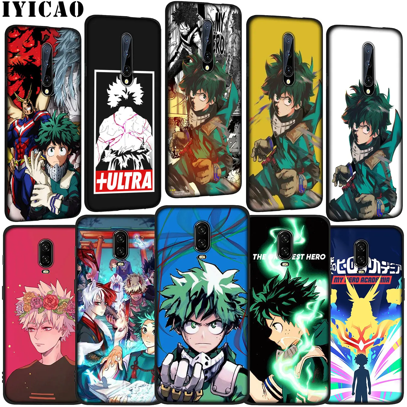 IYICAO My Hero Academia Anime Academy Soft Silicone TPU Black Phone Case for OnePlus 7T 7 Pro 6T 6 5T 5 One Plus 7Pro Cover |