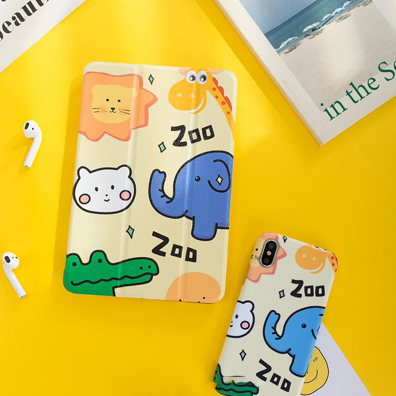 

Yellow Zoo Lion Flip Cover case For iPad Pro 9.7 air 10.5 12.9 Air2 Mini 1 2 3 4 5 2019 Tablet Case For New ipad 9.7 2017 2018