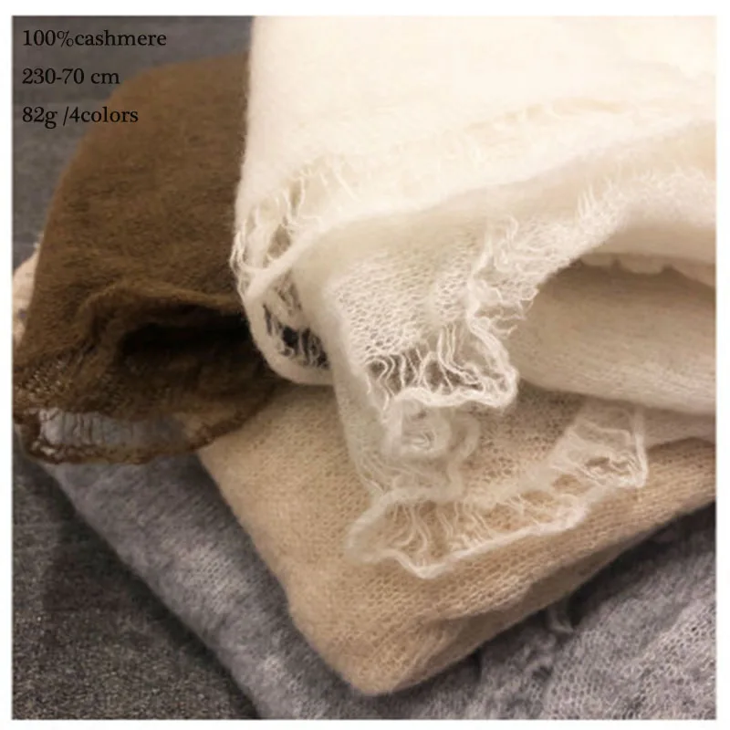 New Cashmere scarf 100% Women 2019 Spring and Autumn Winter Warm Soft Long Oversized Stoles Comfortable Small Hole Solid color |