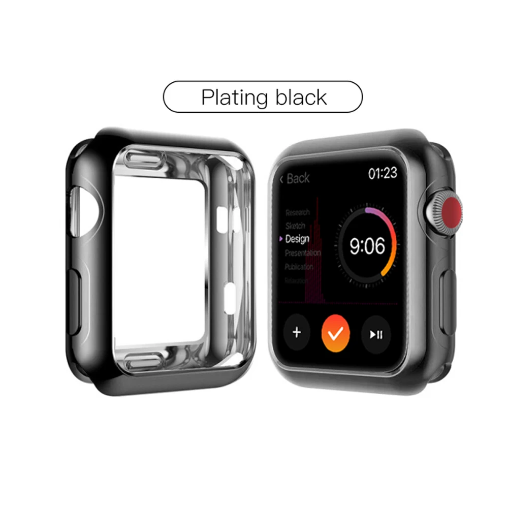 TPU Slim Soft Case for Apple Watch Series 1 2 3 38MM 42MM Plating Protective Cover for iwatch accessories Series 4 5 40MM 44MM