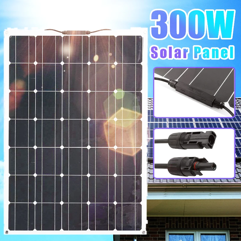 US $142.68 Solar Panel 300W 18V Flexible Solar Panel Power Bank Smartphone Car Battery Charger System Solar Panel Kit Complete Kit For Home