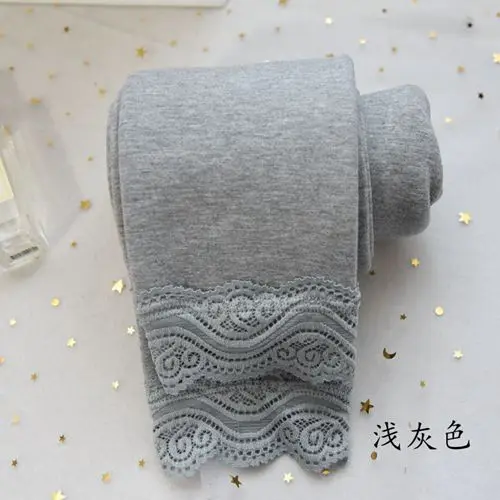 light grey Women Winter Thick Fleece Tights Lace Warm Pantyhose Full Foot Footless Ankle Length Tighs for Girls - Цвет: light grey