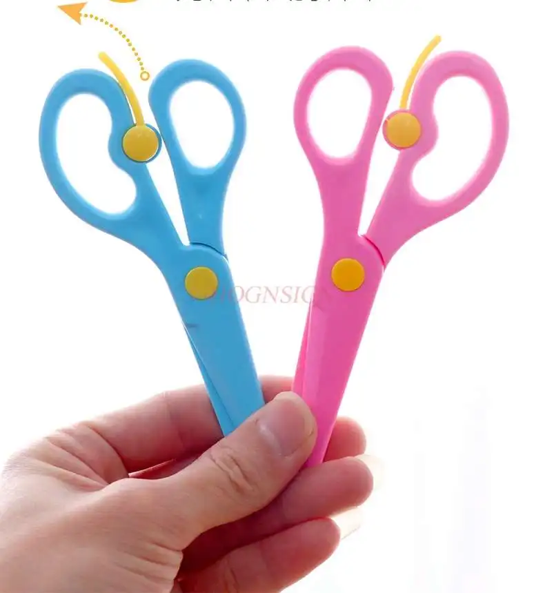 4pcs 어린이 안전 수동 가위 유치원 어린이 종이 절단 특수 안전 가정용 둥근 머리는 손을 다치게하지 않습니다