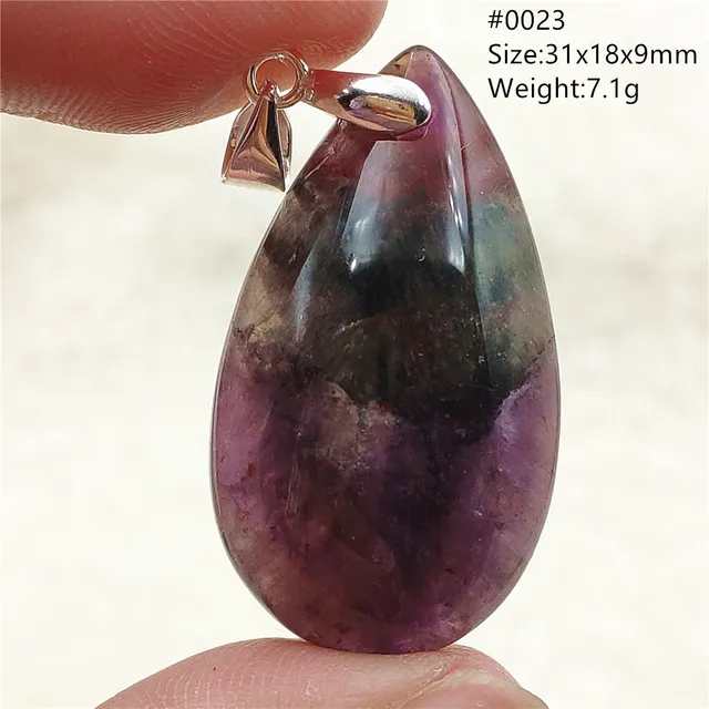Genuine Natural Cacoxenite Auralite 23 Purple Red Pendant Water Drop Rutilated Bead Women Men AAAAAA 0023