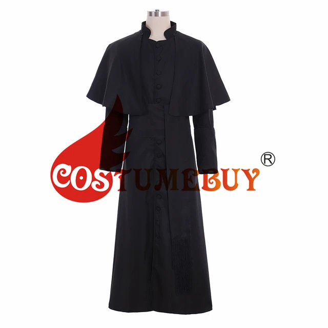 CostumeBuy Priest Cassock Robe Roman Clergyman White Black Robe Gown Ritual  Robe Gothic Wizard Vestments Costume L920 - AliExpress