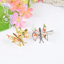 Женский Детский набор из нержавеющей стали с жемчугом, подвижная заколка-бабочка, боковая заколка, корейский стиль,, аксессуары для волос