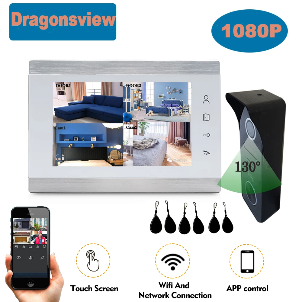 Dragonsview 1080P сенсорный экран Wi Fi беспроводной домашний домофон видео телефон