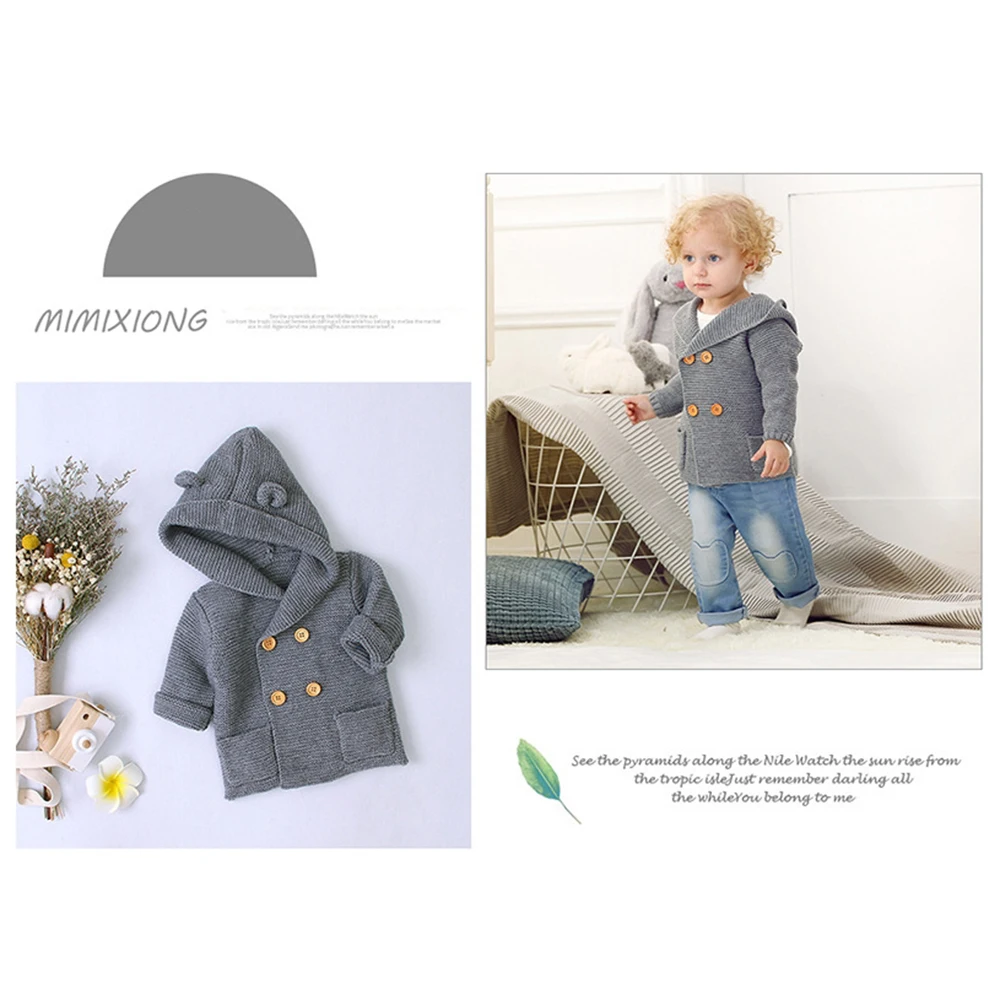 CYSINCOS/свитера для новорожденных; вязаный кардиган для малышей; теплая детская куртка для мальчиков и девочек; кардиган с длинными рукавами; пальто с капюшоном; куртка; одежда