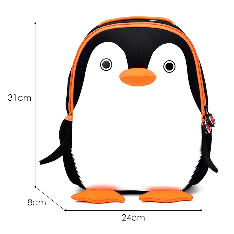 Black Penguin Модный детский рюкзак для мальчиков с 3D медведем, школьные сумки с милыми животными, дизайнерские Водонепроницаемые Детские рюкзаки для девочек, детская сумка Escolares - Цвет: Black Penguin