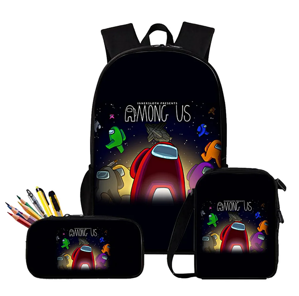 

Weysfor 3pcs/Set Backpack 2020 New Game Among US Fashion Backpack Shoulder Bags 3D Print School Bag Mochilas Student Backpack