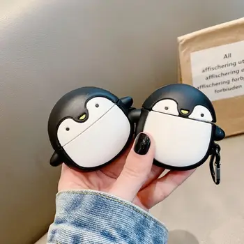 

Cute Penguin Protective Cover Silicone Case Shell with Carabiner for Airpods Pro