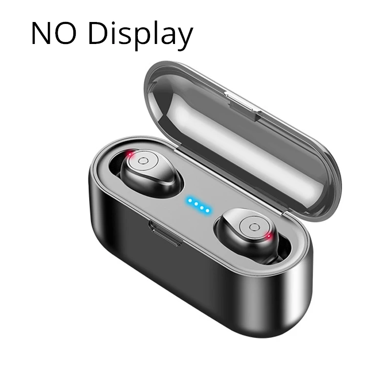 No Dispaly-Black ROCK беспроводные Bluetooth V5.0 наушники светодиодный дисплей 8D HIFI стерео наушники-вкладыши 2000 мАч мощная Спортивная гарнитура с микрофоном - Цвет: No Dispaly-Black