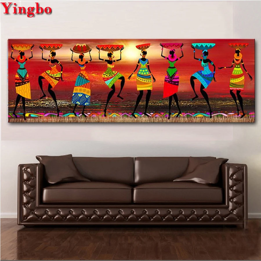 African Women Dancing Diamond Painting Sticker large diy full square round embroidery diamond mosaic cross stitch kits | Дом и сад