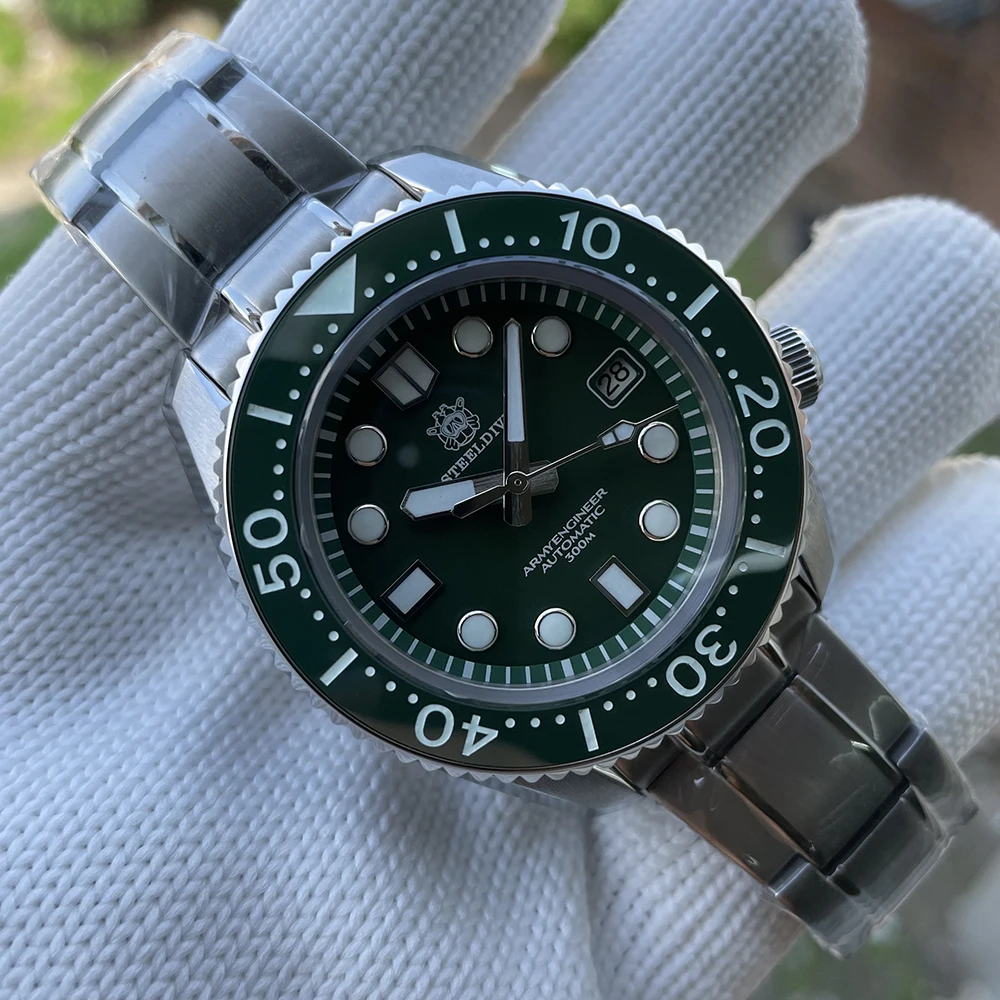 SteelDive-男性用自動巻き時計,ステンレス鋼,nh35,サファイア