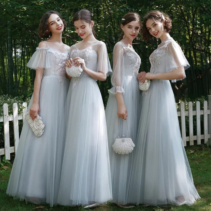Bridesmaids Dresses Illusion Spaghetti Straps V-Neck Embroidery Pearls A-Line Short Luxury Tulle Women Wedding Party Gown E151 Bridesmaids Dresses Illusion Spaghetti Straps V-Neck Embroidery Pearls A-Line Short Luxury Tulle Women Wedding Party Gown E151