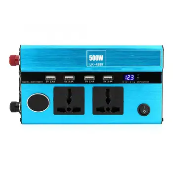 

High Quality Aluminum Alloy Smart Power Inverter DC12V to AC 220V Universal Car Charger 500W Brand New Car Inverters