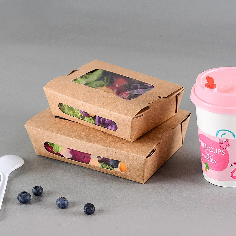 50 stuks Wegwerp lunchbox salade sushi voedsel takeaway verpakking dozen outdoor BBQ picknick voedsel fruit doos met transparant venster 50 stuks Wegwerp lunchbox salade sushi voedsel takeaway verpakking dozen outdoor BBQ picknick voedsel fruit doos met transparant venster