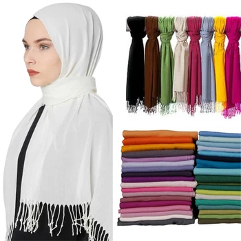 

2020 fashion summer women scarf thin shawls and wraps lady solid female hijab stoles long cashmere pashmina foulard head scarve