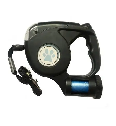 

New Pet Dog Leash 4.5M LED Flashlight Extendable Retractable Pet Dog Leash Lead with Garbage Bag