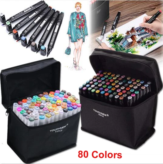 

TouchFIVE 80 Color Markers Manga Drawing Markers Pen Alcohol Based Sketch Felt-Tip Oily Twin Brush Pen Art Supplies