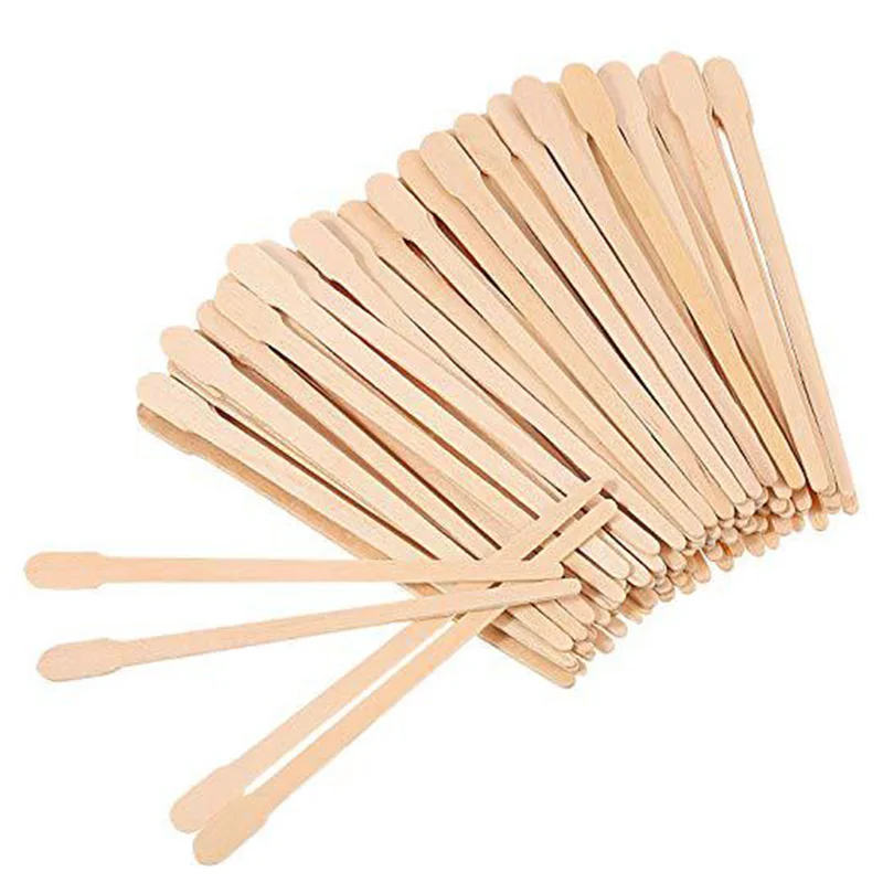 100pcs Disposable Wooden Waxing Stick Wax Bean Wiping Wax Tool Disposable  Hair Removal Beauty Bar Body Beauty Tool