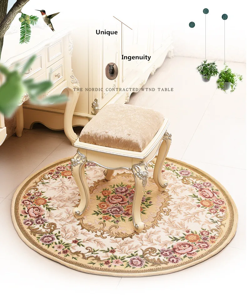 Жаккардовый классический скандинавский ковер, современный журнальный столик для гостиной, спальни, прихожей, дверной коврик, Круглый, для ванной комнаты, нескользящий коврик
