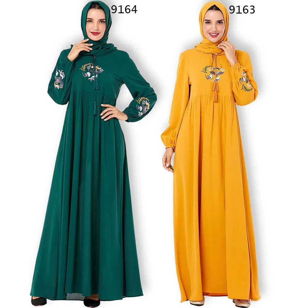 Элегантная абайя Вышивка Цветочные мусульманское платье макси Vestidos кардиган-кимоно длинные халаты Jubah Ближний Восток Eid Рамадан исламский