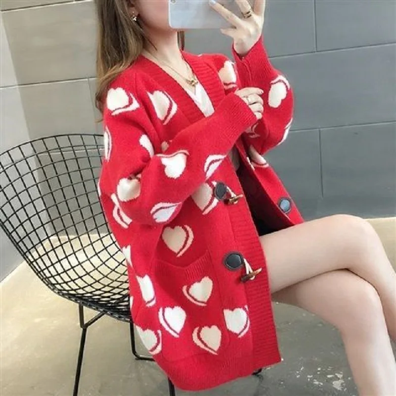

spring/autumn women sweaters computer knitted open stitch sweater cardigans maternity autumn clothing heart design sweaters