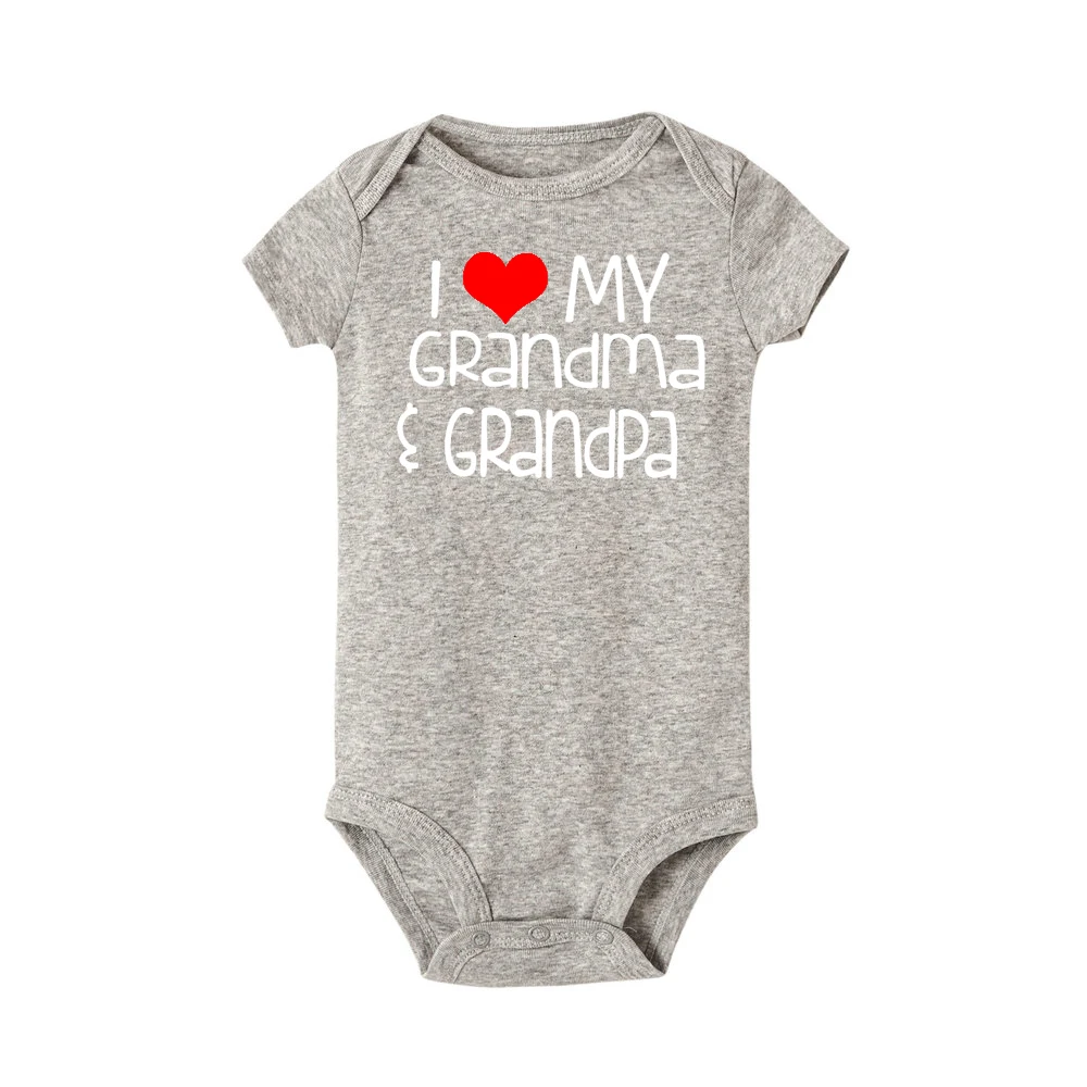 Newborn Baby Cotton Romper I Love My Grandma and Grandpa Print Funny Infant Boys Girls Soft Short Sleevd Fashion Jumpsuit Outfit