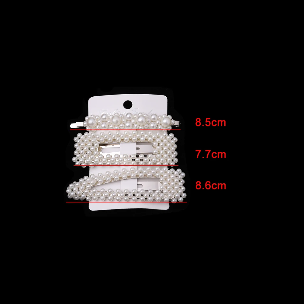 3PCS Korean Geometric Faux Pearls Decor Hairpins BB Hair Clips Metal Alloy Barrettes Headdress Jewelry Hair Styling Accessories