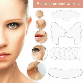 

11Pcs/set Reusable Silicone Anti Wrinkle Eye Face Forehead Sticker Neck Pad Wrinkle Patch Face Lift Up Professional Skin Care