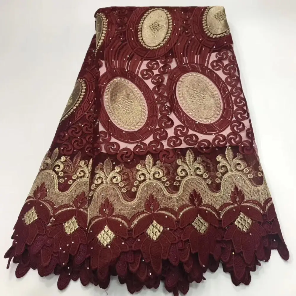 Дизайн африканская Кружевная Ткань 5 ярдов гипюр кружевная ткань Высокое качество Африканский шнур кружевная ткань для свадебного платья AIMME02