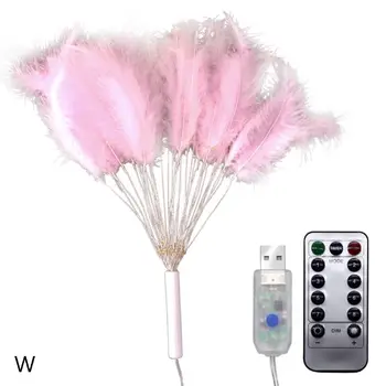 

USB LED Feather String Light Remote Control 8 Modes for Holiday Party Bedroom D08F