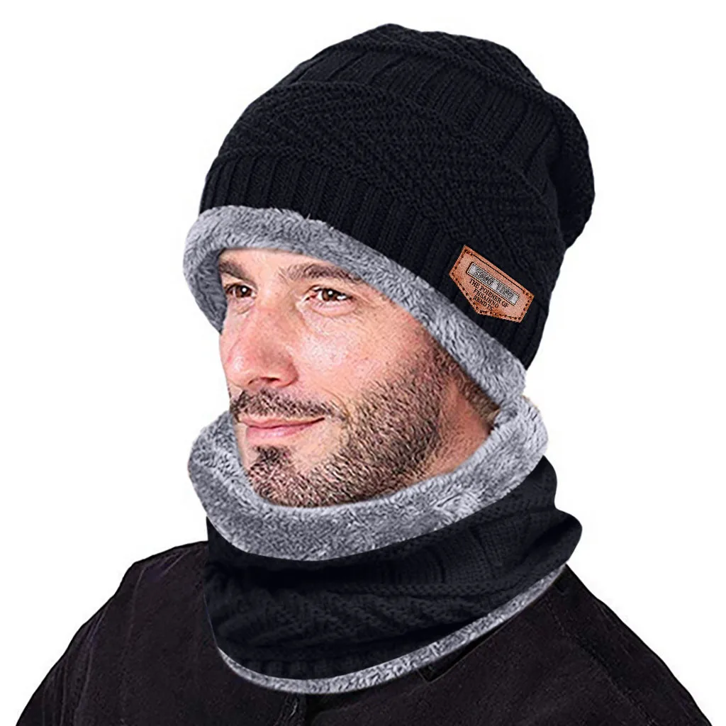mens grey hat and scarf set