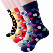 Женские повседневные, геометрический узор, harajuku, дышащие, зимние, Нескользящие, длинные носки, лиса, кошка, хлопок, милые носки с мультяшным рисунком,# D