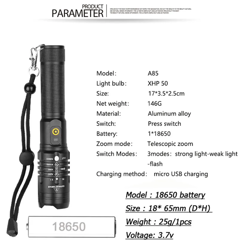 Xhp50.2 светодиодный тактический светильник-вспышка, самый мощный usb фонарь, 3 режима, масштабируемый водонепроницаемый фонарь светильник lanternas 18650, лучшая наружная лампа
