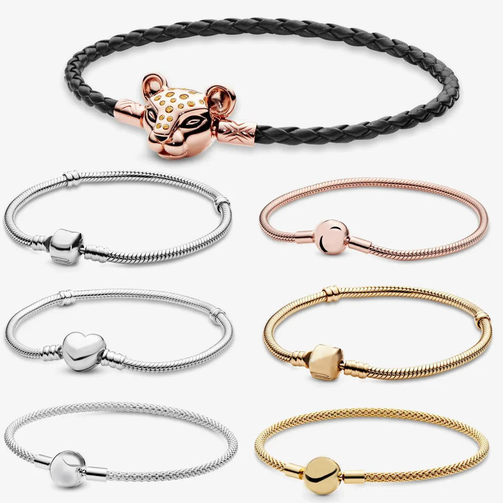 

New Collection 100% s925 Solid Silver Golden Rose Golden Color Snake Chain Bracelet Women Jewelry