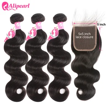 AliPearl Hair Body Wave Bundles With 5x5 Closure Free Part Brazilian Hair Weave 5x5 Closure Innrech Market.com