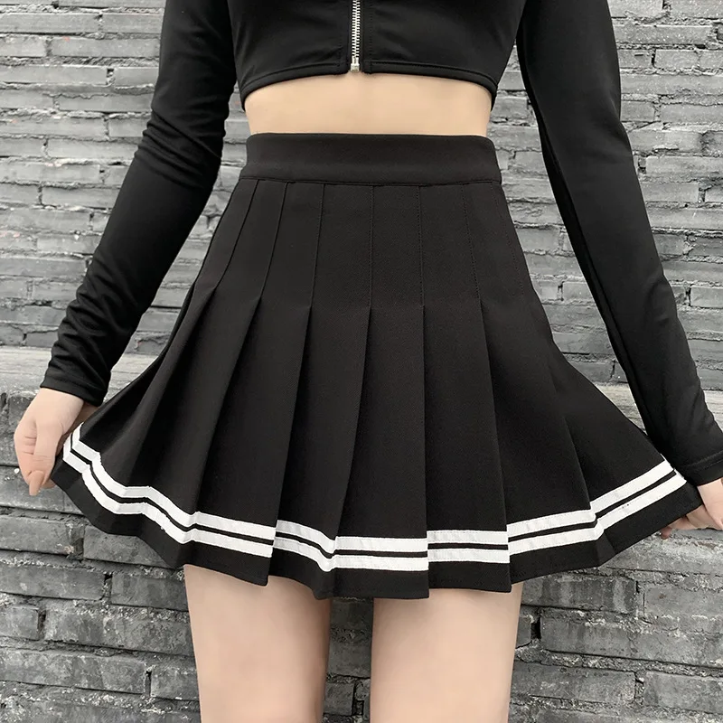 Vintage Style coréen Patchwork jupe Harajuku JK noir jupes plissées gothique Streetwear taille haute Mini jupe femmes Punk jupe