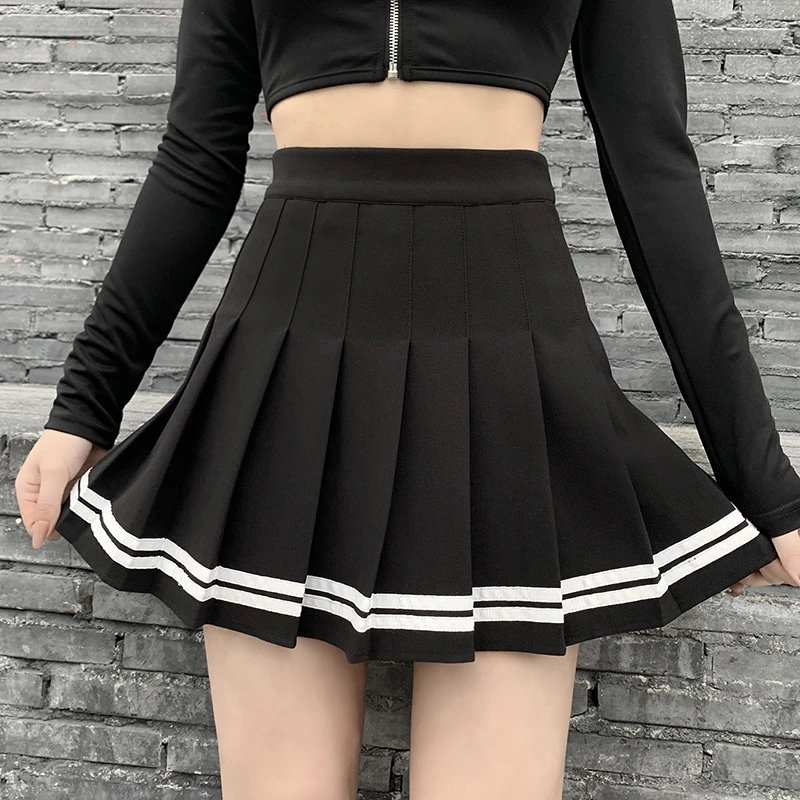 Falda de retazos de estilo coreano Vintage para mujer, minifalda plisada Harajuku JK, ropa de calle gótica, de cintura alta, Punk|Faldas| -