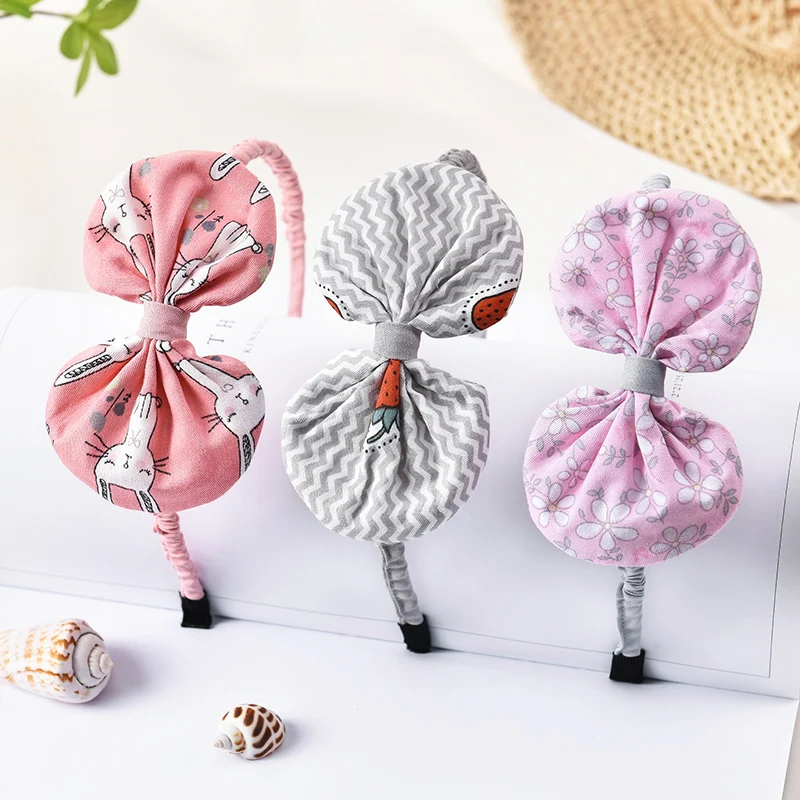M MISM Flowers Cloth Bow-knot Hair Band For Children Girls Bow-knot Hair Accessories Fashion Kawaii Solid Headband