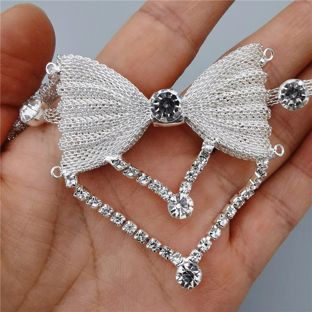 2pcs Bling Diamante Chain Ribbons Crystal Rhinestones Mesh Wrap DIY Crafts 