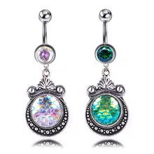 Старинные серебряные рыбные весы зеркальные кольца для пупка Анти-аллергия из нержавеющей стали сексуальная леди пирсинг пупка ювелирные изделия для тела