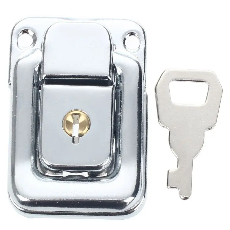 

Silver Tone Stainless Steel Suitcases Case Box Hasp Latch Lock w Key