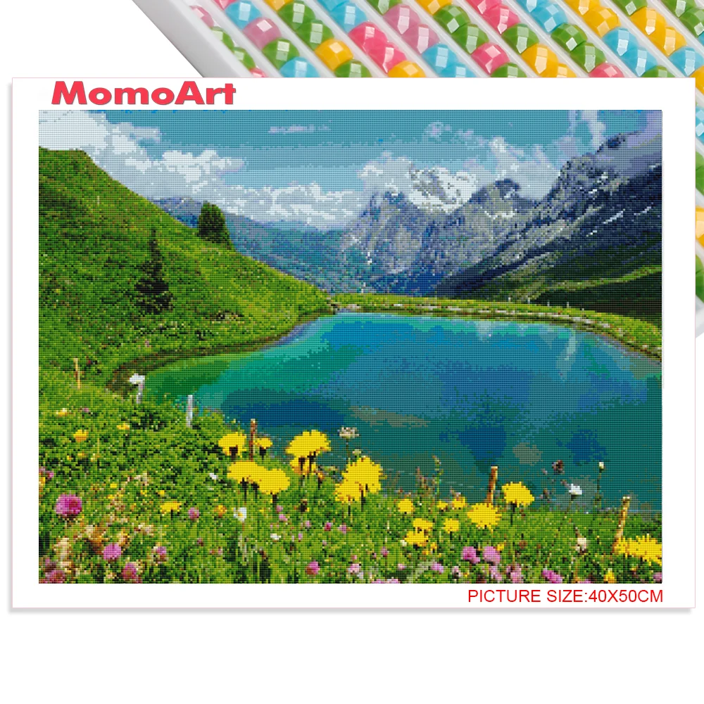 MomoArt Diamond Painting Flowers Full Square Drill Diamond Mosaic Mountain 5D DIY Art Beaded Embroidery Landscape Home Decor diamond painting diamond art painting kit diamond painting set 4125887