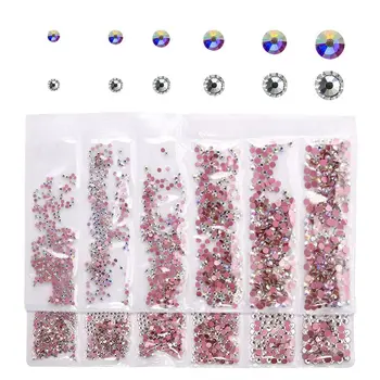 

Gold rose base 1680pcs/bag Multi-size Glass Non Hot Fix Rhinestones For Nail Art Decoration Crystal Strass Mixed Size Rhinestone